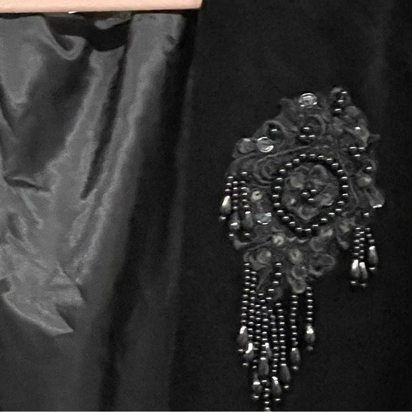 Ann n Eve Western Black Velvet Beaded Fringed Vest - Picture 4 of 8